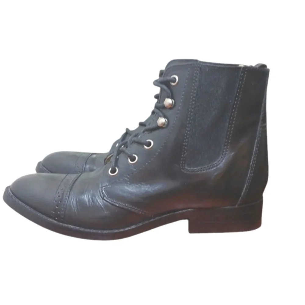 Black Lace-Up Ankle Boots Women's Size 6 Black Booties